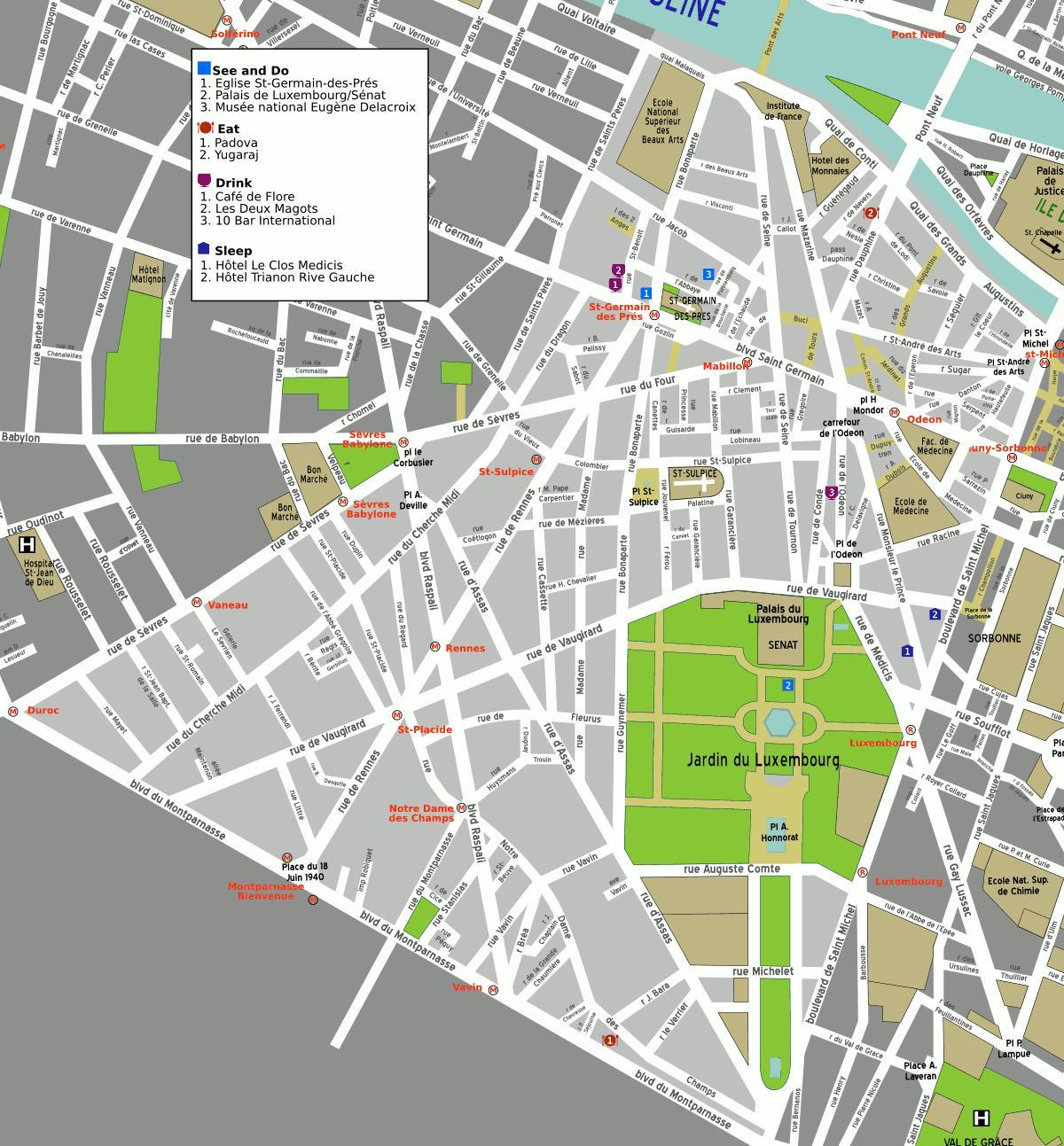 Harta e 6-të arrondissement e Parisit