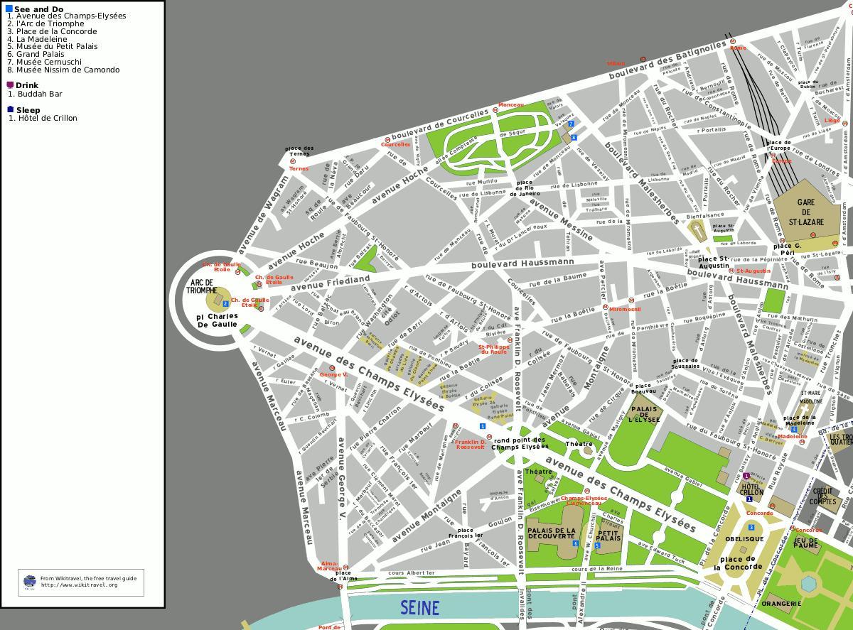 Harta e 8 arrondissement e Parisit