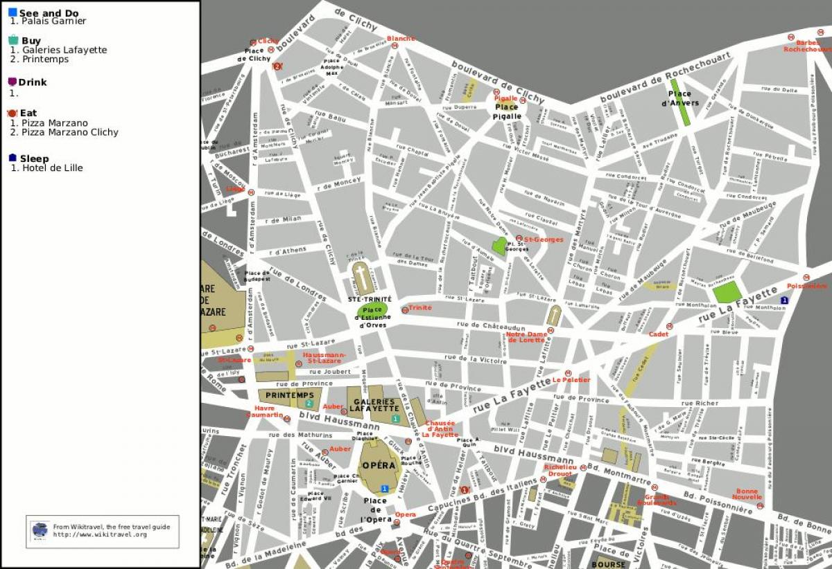Harta e 9-të arrondissement e Parisit