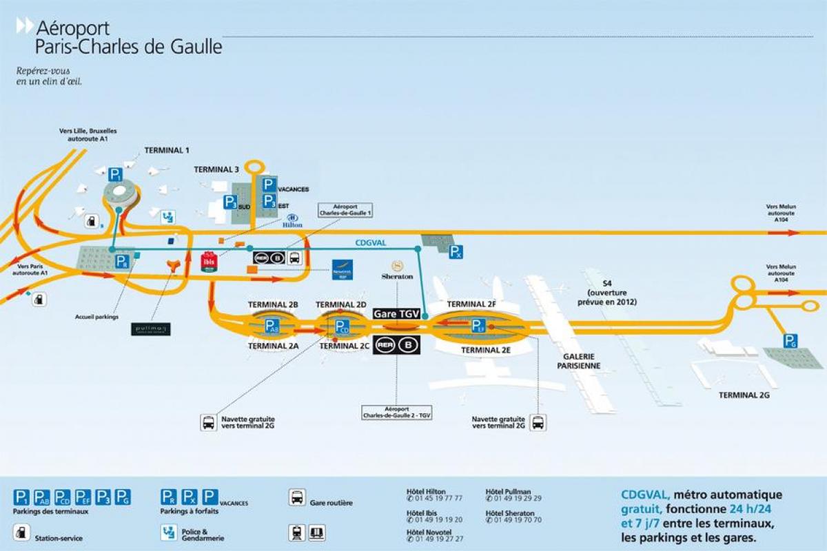 Harta e Charles de Gaulle aeroport