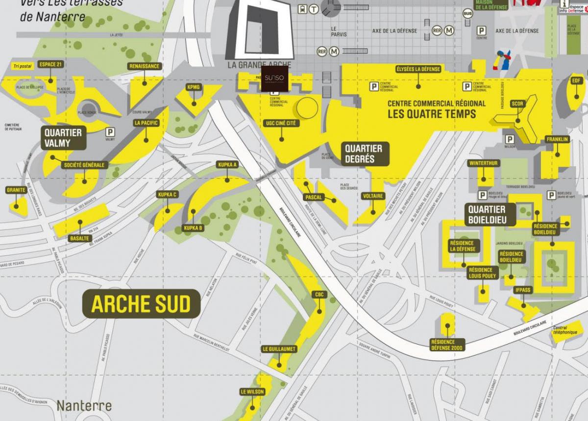 Harta e La Défense Jug Arche