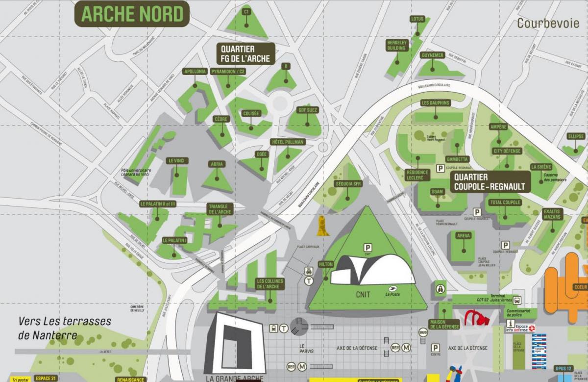 Harta e La Défense Veri Arche