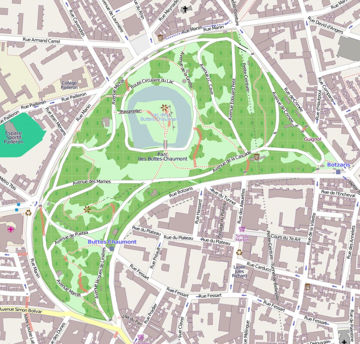 Harta e Parc des Buttes-Chaumont