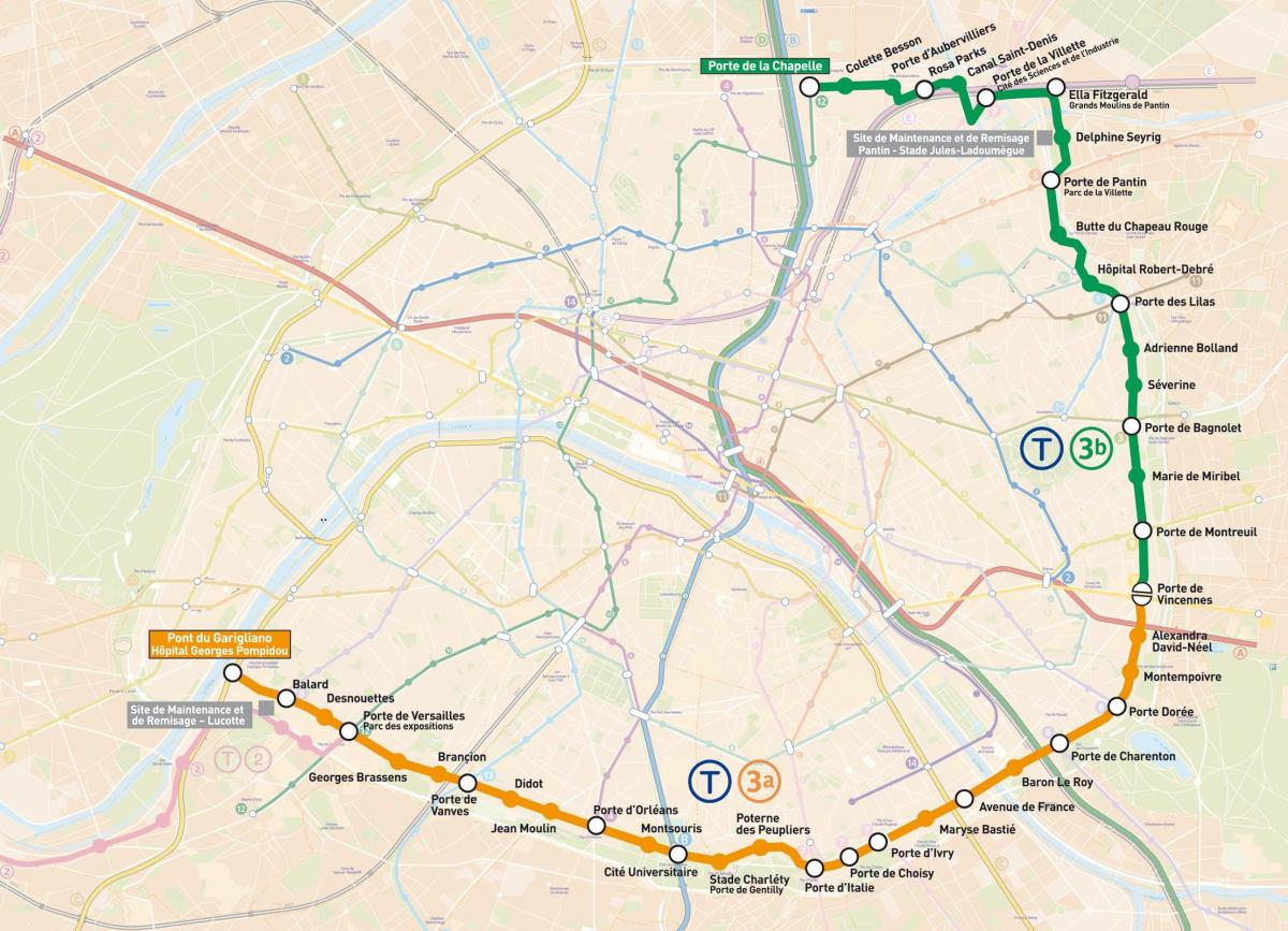 Harta e Parisit Tramways