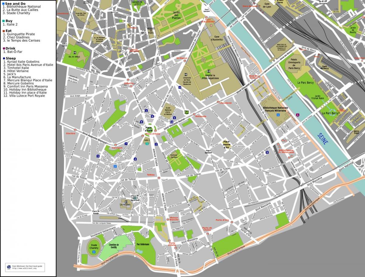Harta e 13-të arrondissement e Parisit