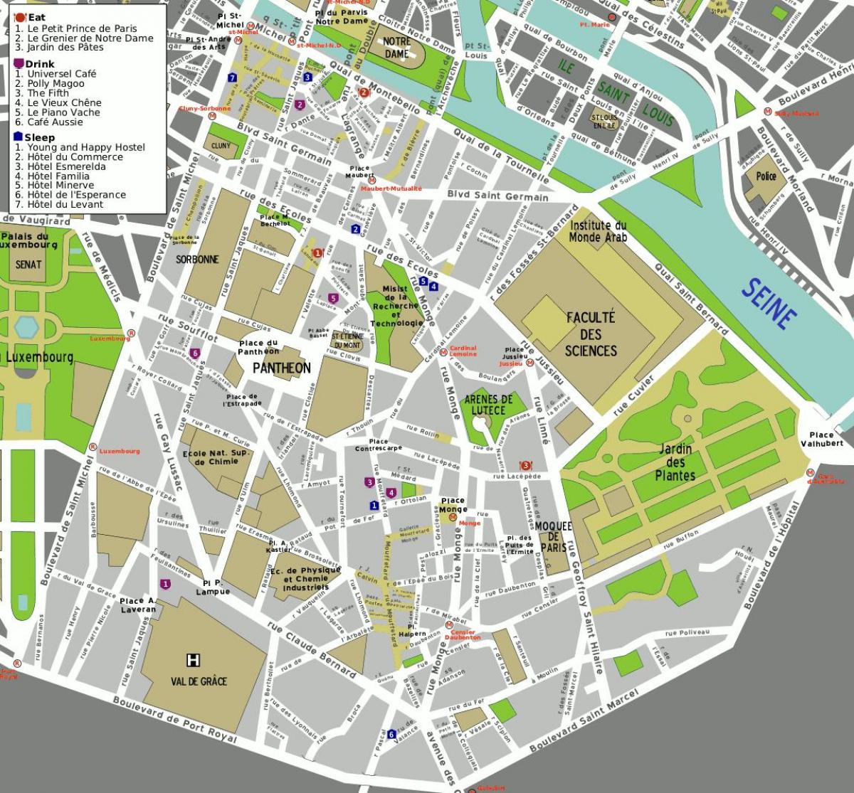 Harta e 5-të arrondissement e Parisit