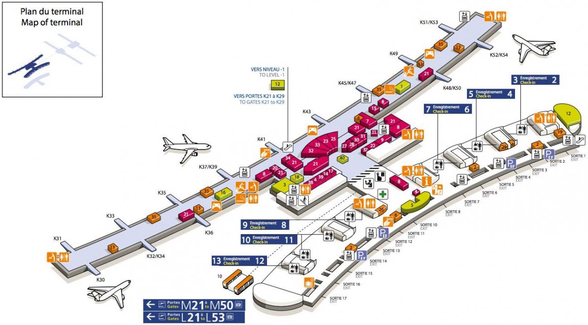 Harta e CDG airport terminal 2E