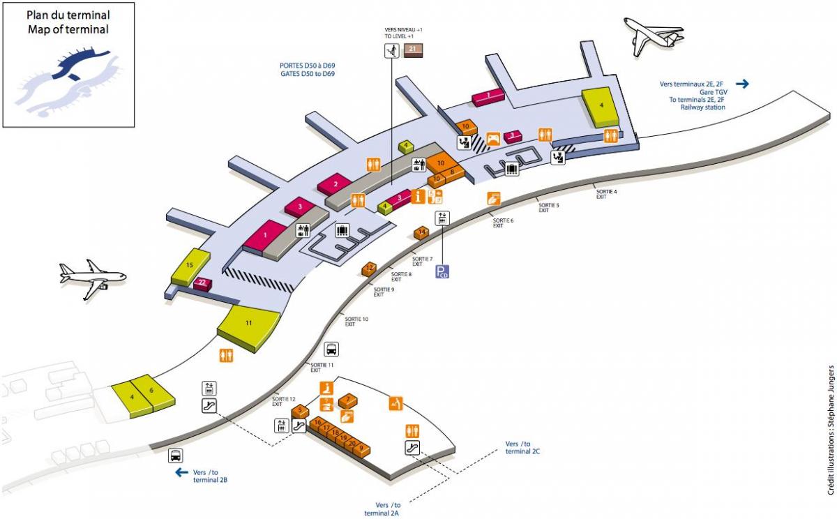 Harta e CDG airport terminal 2D