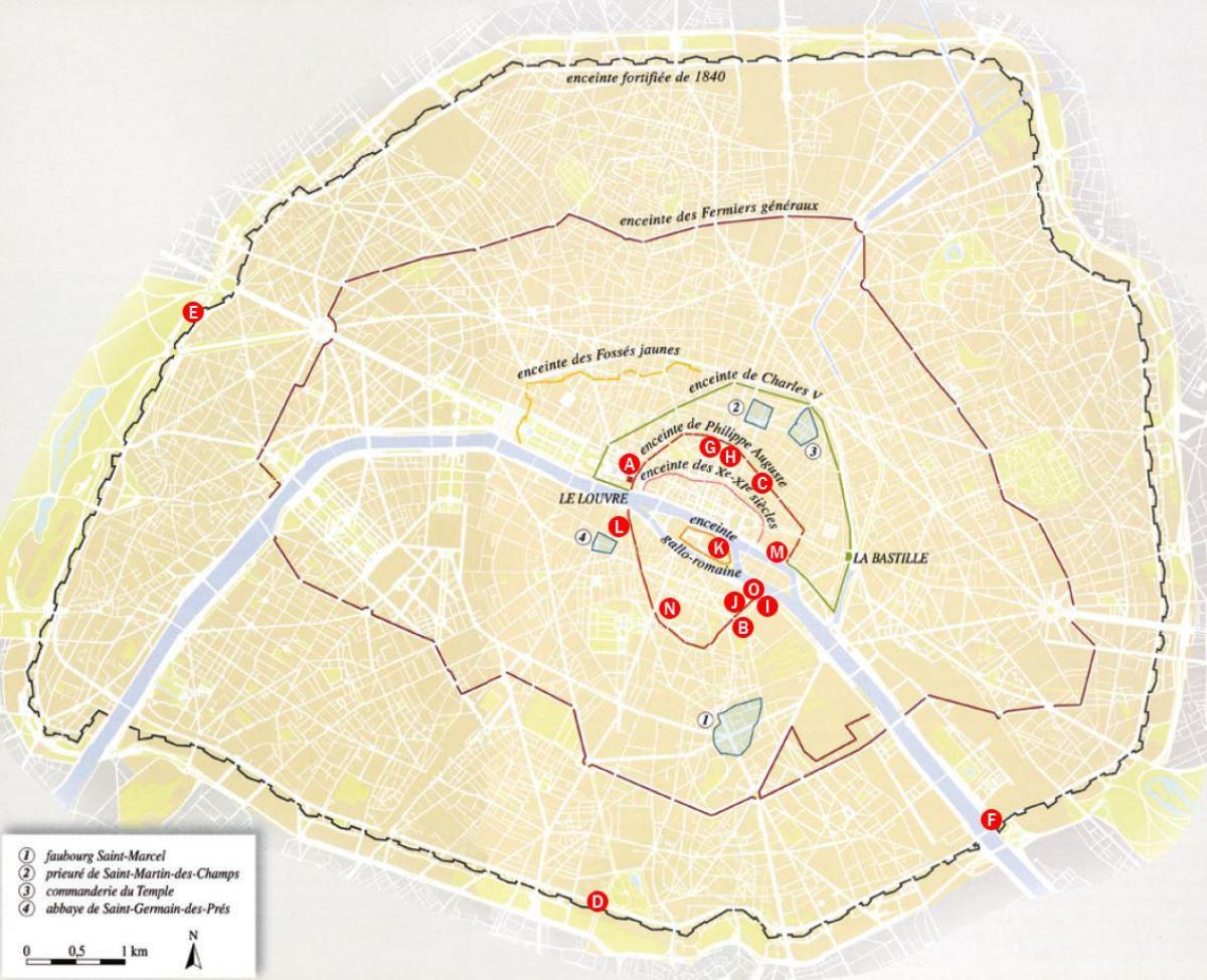 Harta e Qytetit, muret e Parisit