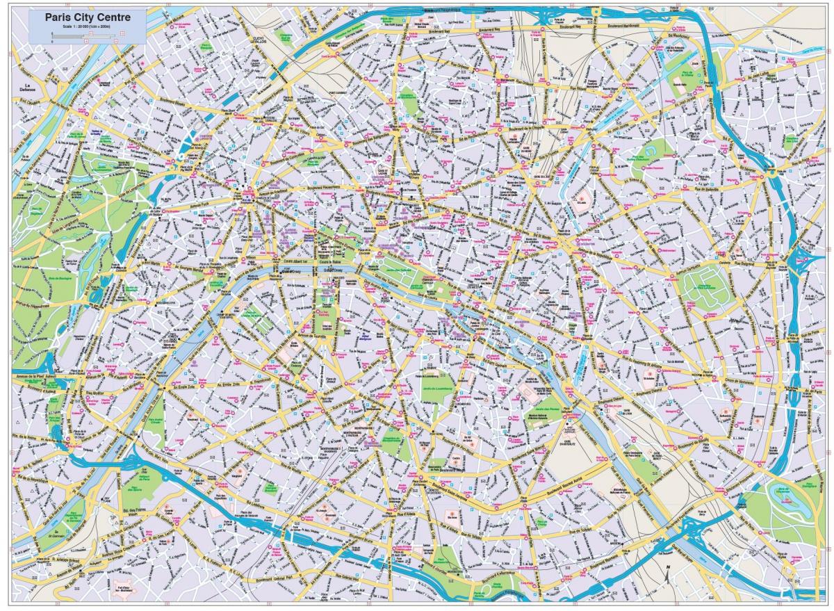 Harta e Parisit qendër të qytetit