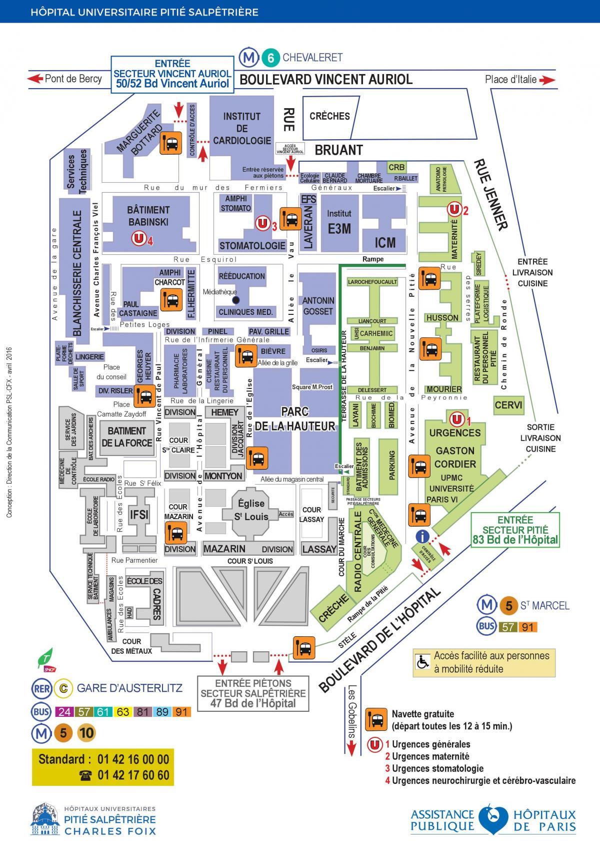 Harta e Pitie spitalin Salpetriere